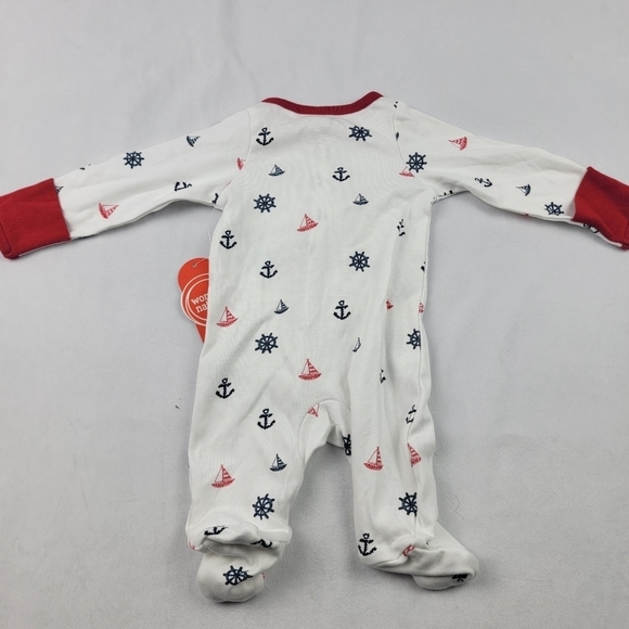 NWT set of 2 newborn sleep and play footed bodysuits holiday nautical - Picture 5 of 6
